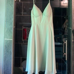 Azazie dusty green midi dress